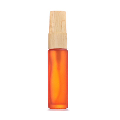 Dark Orange Empty Portable Frosted Glass Spray Bottles, Fine Mist Atomizer, with Wooden Dust Cap, Refillable Bottle, Dark Orange, 9.6x2cm, Capacity: 10ml(0.34fl. oz)