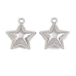 Platinum Alloy Pendants, Star Charms, Rack Plating, Cadmium Free & Lead Free, Platinum, 20x18x6.5mm, Hole: 1.8mm
