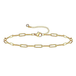 Golden paperclip bracelet. Minimalist Metal Chain Bracelet with Diamond-Encrusted Claws and Birthstone Beads