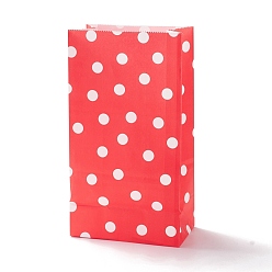 Красный Прямоугольные крафт-бумажные мешки, никто не обрабатывает, подарочные пакеты, полька точка рисунок, красные, 13x8x24 см