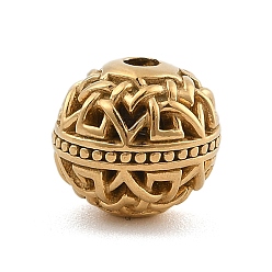 Золотой 304 из нержавеющей стали бусы, круглые, ионное покрытие (ip), золотые, 10.5x9.5 мм, отверстие : 1.8 мм