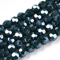 Marine Blue Opaque Glass Beads Strands, Faceted, Round, Marine Blue, 3mm, Hole: 0.8mm, about 164~166pcs/strand, 19.69~19.88 inch(50~50.5cm)