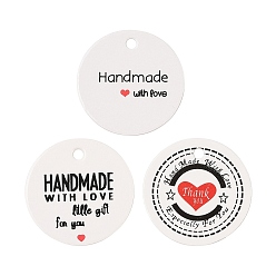 Белый 100ПК бумажные подарочные бирки с печатным текстом, круглые, белые, 3x0.04 см