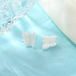 White Hypoallergenic Bioceramics Zirconia Ceramic Butterfly Stud Earrings, No Fading and Nickel Free, White, 11.5x10.5mm
