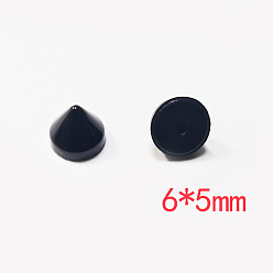 Black Acrylic Screw Rivet, Cone, for Purse Handbag Shoes Leather Craft Clothes Belt, Black, 6x5mm