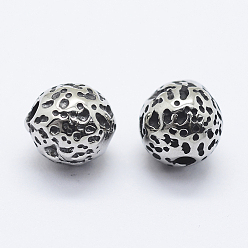 Antique Silver 316 Surgical Stainless Steel Beads, Round, Antique Silver, 8x8mm, Hole: 1.7mm