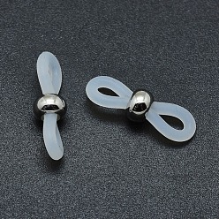 Platinum Eco-Friendly Eyeglass Holders, Glasses Rubber Loop Ends, with Brass Findings, Clear, Platinum, 20x6mm, Hole: 2.5x5mm