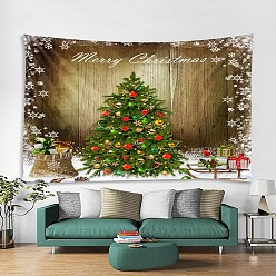 Camel Christmas Theme Polyester Wall Hanging Tapestry, for Bedroom Living Room Decoration, Rectangle, Christmas Tree Pattern, Camel, 1300x1500mm
