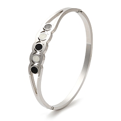 Нержавеющая Сталь Цвет Овальные эмалевые 304 браслеты-зажимы из нержавеющей стали для женщин, цвет нержавеющей стали, внутренний диаметр: 1-7/8x2-3/8 дюйм (4.9x5.9 см)