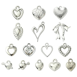 Platinum 30Pcs 15 Styles Acrylic & Plastic Pendants Sets, Platinum, 10~31.5x7.5~30.5x1.3~7.5mm, Hole: 1.5~2.2mm, 2pcs/style