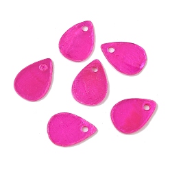 Ярко-Розовый Подвески-слезинки из натуральных ракушек Capiz, окрашенных распылением, ярко-розовый, 13.5x9.5x1 мм, отверстие : 1.6 мм