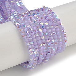 чертополох Стеклянные бусины с гальваническим покрытием , гальваническое покрытие, граненые, звезда, чертополох, 3x4x4 мм, отверстие : 1 мм, около 98 шт / нитка, 12.60'' (32 см)