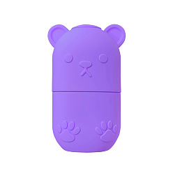 Средний Фиолетовый Многоразовый силиконовый ролик для льда в форме медведя, держатель льда для массажа лица, для сужения пор, уменьшения морщин, косметических принадлежностей, средне фиолетовый, 6.2x11.2 см