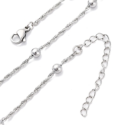 Нержавеющая Сталь Цвет 304 ожерелья из круглой веревочной цепи из нержавеющей стали, цвет нержавеющей стали, 17.83 дюйм (45.3 см)