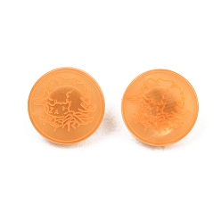 Оранжевый 1-отверстия, стержень из полимерного сплава, плоские круглые с рисунком, золотые, оранжевые, 11~11.5x6.5~7 мм, отверстие : 3x2 мм