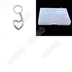 Platinum 12Pcs Alloy Keychain, with Iron Key Rings, Heart, Platinum, 9.6cm