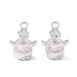 Прозрачный Подвески в виде звезд из кубического циркония с инкрустацией из латуни, 925 серебро покрытием, прозрачные, 14x10.5x7 мм, отверстие : 1.6 мм