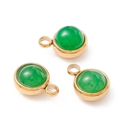 Белый Нефрит Подвески из натурального окрашенного белого нефрита, с ионным покрытием (ip) 304 выводы из нержавеющей стали, полукруглый, реальный 18 k позолоченный, 13.5x10x7.5 мм, отверстие : 2.5 мм