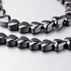 Original Color Non-magnetic Synthetic Hematite Bead Strands, Heart, Original Color, 6x6x3mm, Hole: 1mm, about 71pcs/strand, 15.7 inch