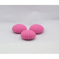 Violet Shell Shaped Velvet Jewelry Storage Boxes, Jewelry Gift Case for Earrings Pendants Rings, Violet, 6x5.5x3cm