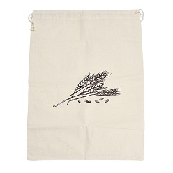 Папайя Оранжевый Хлопчатобумажные мешочки с пшеничным принтом, шнурок сумки, прямоугольные, papayawhip, 39~39.5x29.5~30x0.25~0.3 см