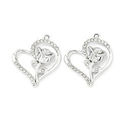 Платина Подвески из сплава , сердце прелести, uv покрытие, со стразами, платина, 21.5x19.5x4.5 мм, отверстие : 1.4 мм