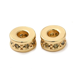 Шампанско-Желтый Стойки обшивки латунь кубического циркония бусы, долговечный, без свинца и без кадмия, реальный 18 k позолоченный, колонка, шампанское желтый, 6x3 мм, отверстие : 2.5 мм