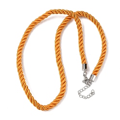 Оранжевый 5мм нейлоновый витой шнур для изготовления ожерелий, с латунными выводами и 304 застежками из лобстера из нержавеющей стали, долговечный, стойки покрытие, платина, оранжевые, 17.72~18.90 дюйм (45~48 см)