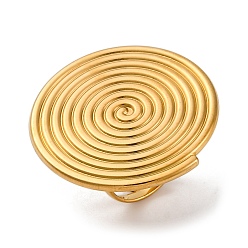 Золотой Ионное покрытие (ip) 304 плоские круглые открытые манжетные кольца из нержавеющей стали, Кольца для женщин, золотые, круглый : 35 мм, регулируемый