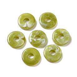 Olive Transparent Acrylic Beads, Two Tone, Flat Round, Olive, 15x3.5mm, Hole: 5mm, about: 830pcs/500g