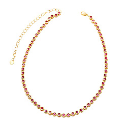 Rose pink Hip-hop Style Copper Zircon Necklace for Women, Fashionable Lock Collar Chain