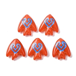 Красный Стеклянные эмалевые бусины ручной работы, бусины ручной работы, рыба с руной, окрашенная и подогревом, красные, 21.5x20.5x9 мм, отверстие : 1.4 мм