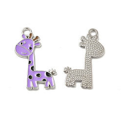 Лиловый Подвески из эмали и сплава, прелести жирафа, платина, сирень, 27x17x1 мм, отверстие : 2 мм