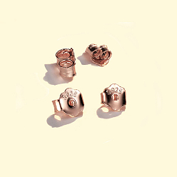 Розовое Золото 925 орехи из стерлингового серебра, с печатью 925, розовое золото , 5x6x3 мм, отверстие : 0.8 мм