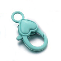 Turquoise Alloy Lobster Claw Clasp, Heart Shape, Turquoise, 26.6x14.2x6.5mm, about 10pcs/bag