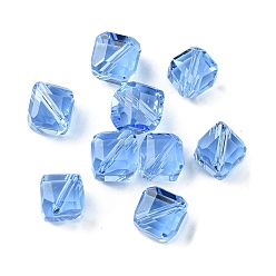 Cornflower Blue Glass Imitation Austrian Crystal Beads, Faceted, Square, Cornflower Blue, 7x7x7mm, Hole: 0.9mm