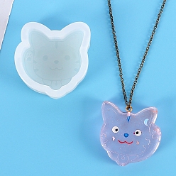 Cat Shape Food Grade DIY Silicone Pendant Molds, Decoration Making, Resin Casting Molds, For UV Resin, Epoxy Resin Jewelry Making, Cat Shape, 55x54x15mm