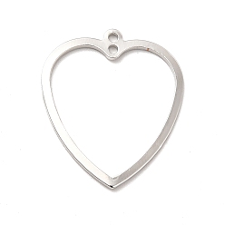 Platinum Rack Plating Brass Connector Charms, Long-Lasting Plated, Heart Links, Platinum, 26x22x1mm, Hole: 1.4mm