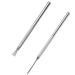 Silver Aluminum Clay Needle Tools, Wire Texture Tool & Needle Detail Tool, Clay Sculpture Tool, Silver, 13~15.5cm, 2pcs/set