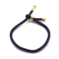 Индиго Браслеты хлопок шнур, с латунной найти, долговечный, реальный 24 k позолоченный, индиговые, 8-1/2 дюйм (21.5 см) ~ 9 дюйм (23 см)