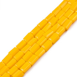 Gold Opaque Solid Color Glass Beads Strands, Rectangle, Gold, 4~5x2~3x2~3mm, Hole: 0.9mm, about 93~103pcs/strand, 17.32 inch~19.09 inch(44~48.5cm)