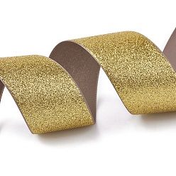 Goldenrod Sparkle Polyester Ribbons, Glitter Ribbon, Goldenrod, 1-1/2 inch(38mm), about 50yards/roll(45.72m/roll)