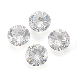 Clear Cubic Zirconia Pointed Back Pendants, Faceted, Flat Round, Clear, 8mm, Hole: 1mm