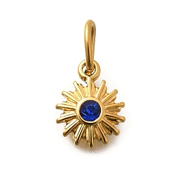 Синий 304 из нержавеющей стали амулеты горный хрусталь, ионное покрытие (ip), синие, 11.5x9.5x2.5 мм, отверстие : 4.5 мм