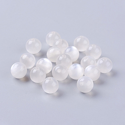 WhiteSmoke Round Imitation Cat Eye Resin Beads, WhiteSmoke, 8x7mm, Hole: 1.8~2mm