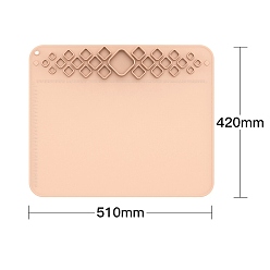 PeachPuff Washable Silicone Craft Mat, Watercolor Oil Paint Palette Mat, with Graduated scale for Resin Casting, Painting, Art, Clay, Rectangle, PeachPuff, 51x42cm