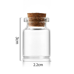 Clair Bouteille en verre, avec bouchon en liège, souhaitant bouteille, colonne, clair, 2.2x3 cm, capacité: 5 ml (0.17 fl. oz)