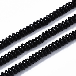 Black Stone Natural Black Stone Beads Strands, Rondelle, 4~5x2mm, Hole: 0.8mm, about 185~187pcs/strand, 14.96~15.35 inch(38~39cm)