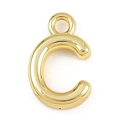 Letter C Латунь прелести, стойки покрытие, долговечный, без кадмия и без свинца, реальный 18 k позолоченный, буква С, 9x6x2 мм, отверстие : 1.2 мм