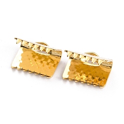 Real 18K Gold Plated 304 Stainless Steel Ribbon Ends, Real 18K Gold Plated, 9x10.5x7mm, Hole: 3x1.2mm